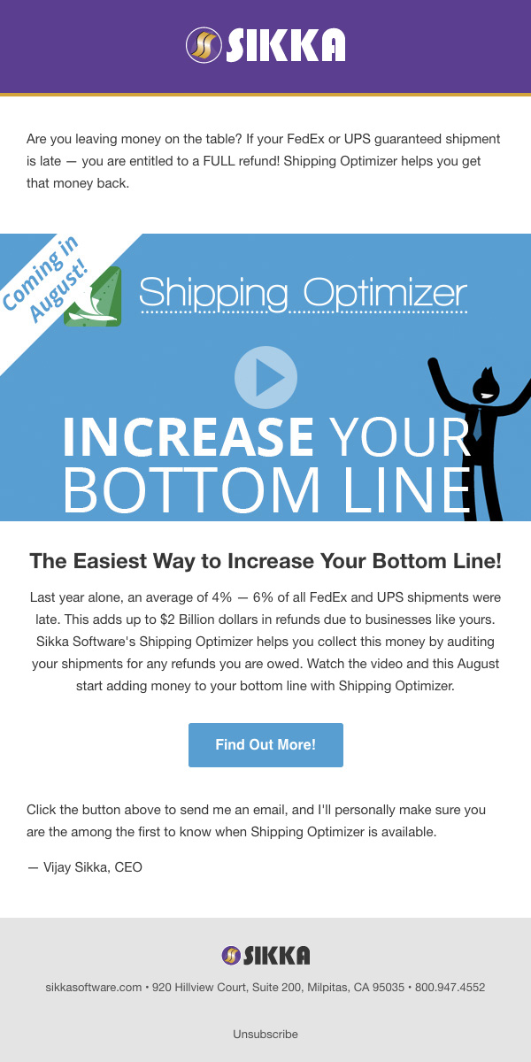 Shipping Optimizer HTML Email